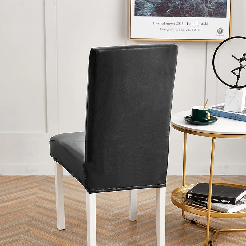 Housse de chaise Simili Cuir Noir